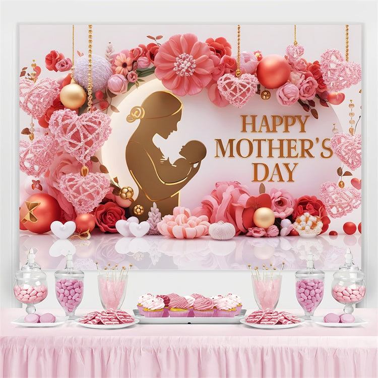 Mother's Day Backdrop Ornate Gold Frame Floral Backdrop UK GTY3-141