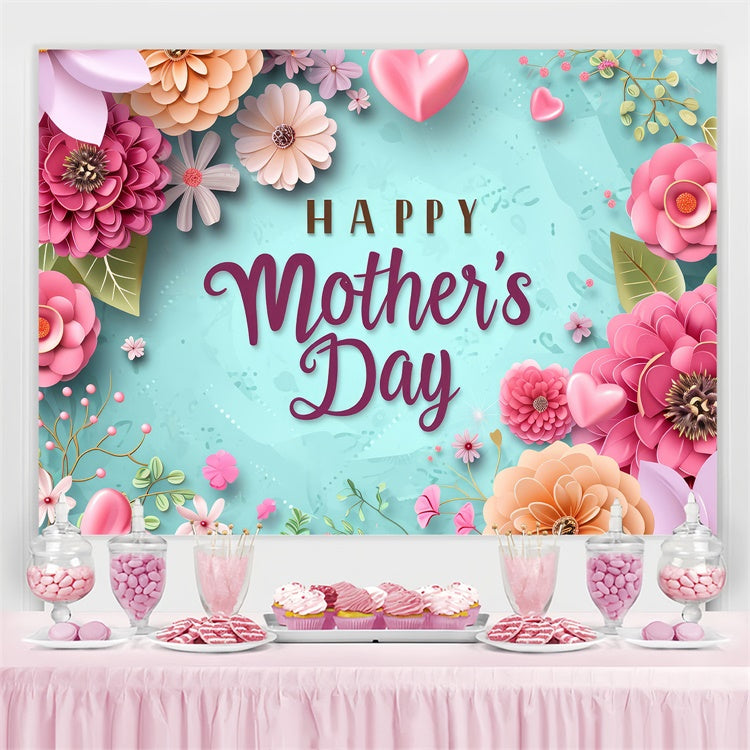 Backdrops For Mothers Day Mint Green Blush Floral Backdrop UK GTY3-143