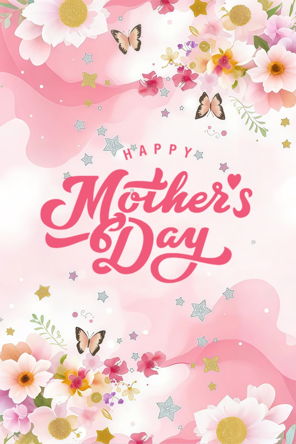 Mothers Day Backdrops Blush Floral Butterfly Elegance Backdrop UK GTY3-148