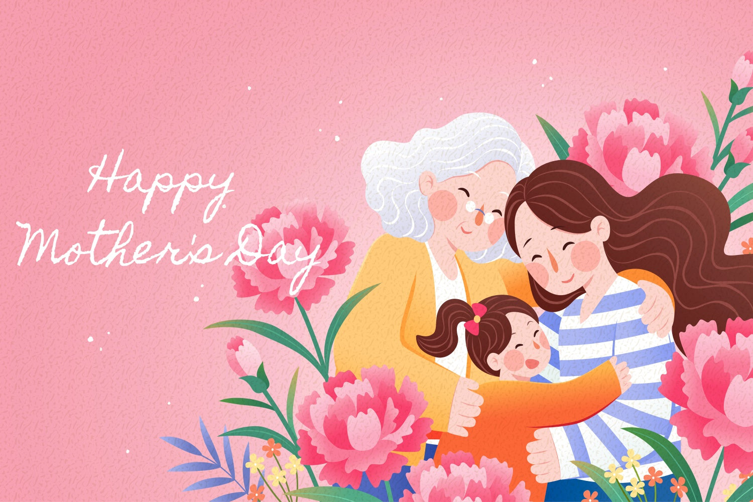 Happy Mother's Day Backdrop Sweet Embrace Floral Backdrop UK GTY3-155