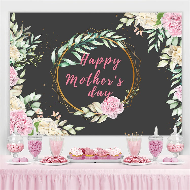 Backdrops For Mothers Day Pink Peony Geometric Frame Backdrop UK GTY3-157