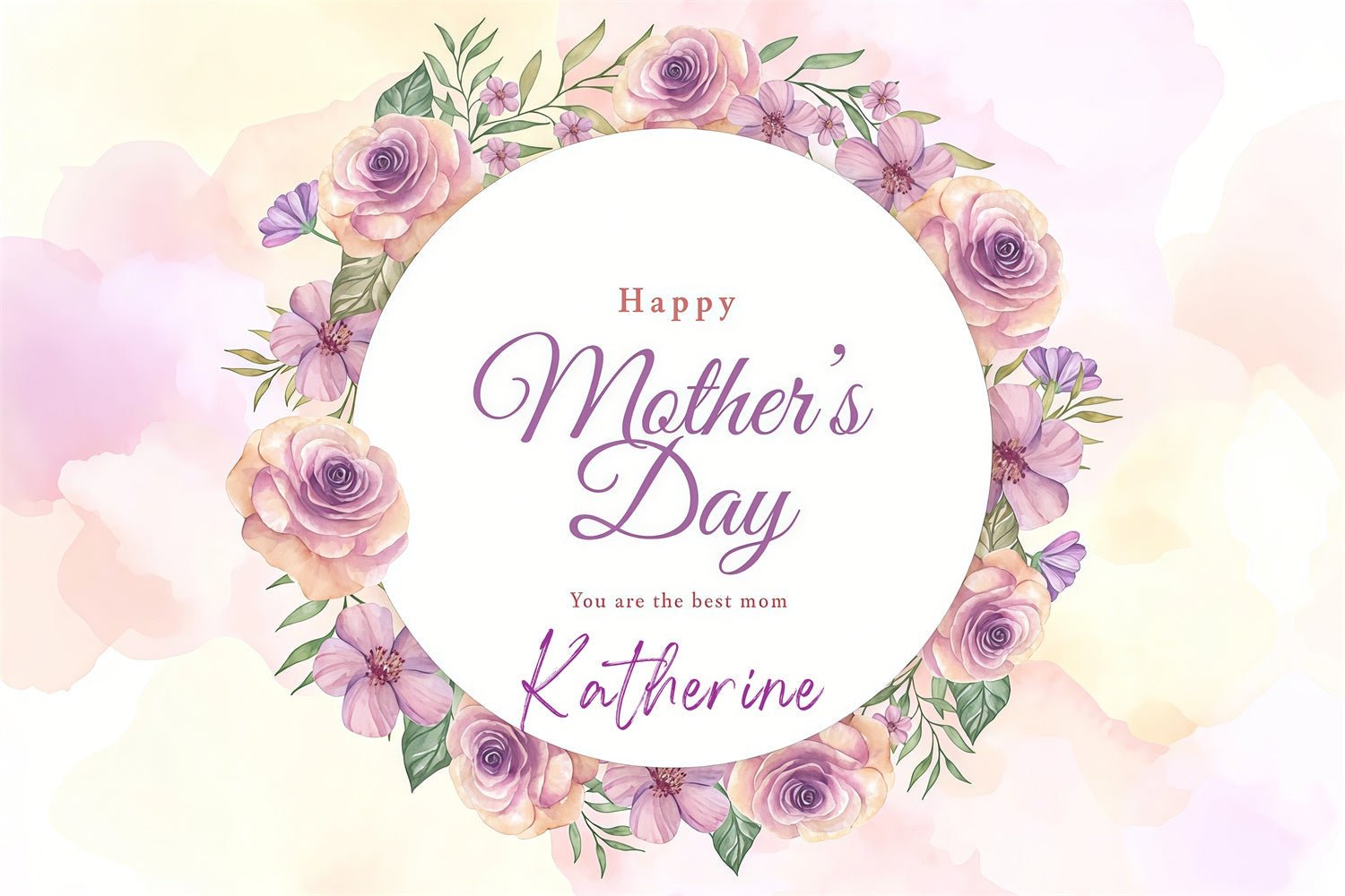 Mother's Day Photo Backdrops Lavender Rose Wreath Backdrop UK GTY3-161