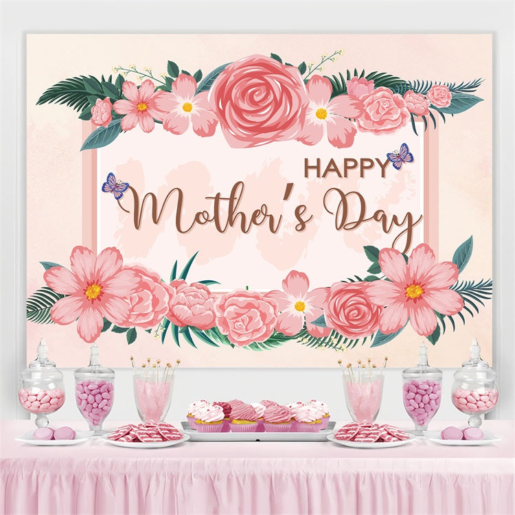 Mothers Day Photo Backdrop Blush Pink Rose Frame Backdrop UK GTY3-162
