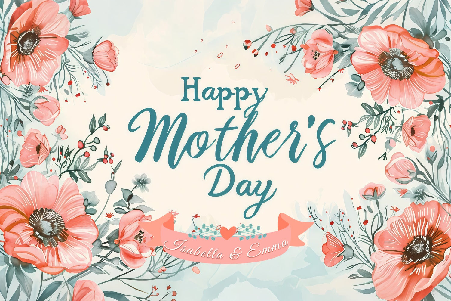 Mothers Day Backdrops Watercolor Floral Customized Backdrop UK GTY3-173