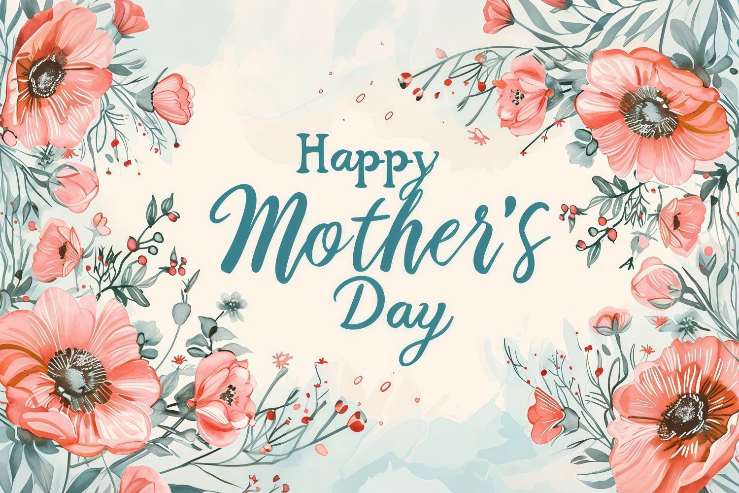 Mothers Day Backdrops Watercolor Floral Customized Backdrop UK GTY3-173