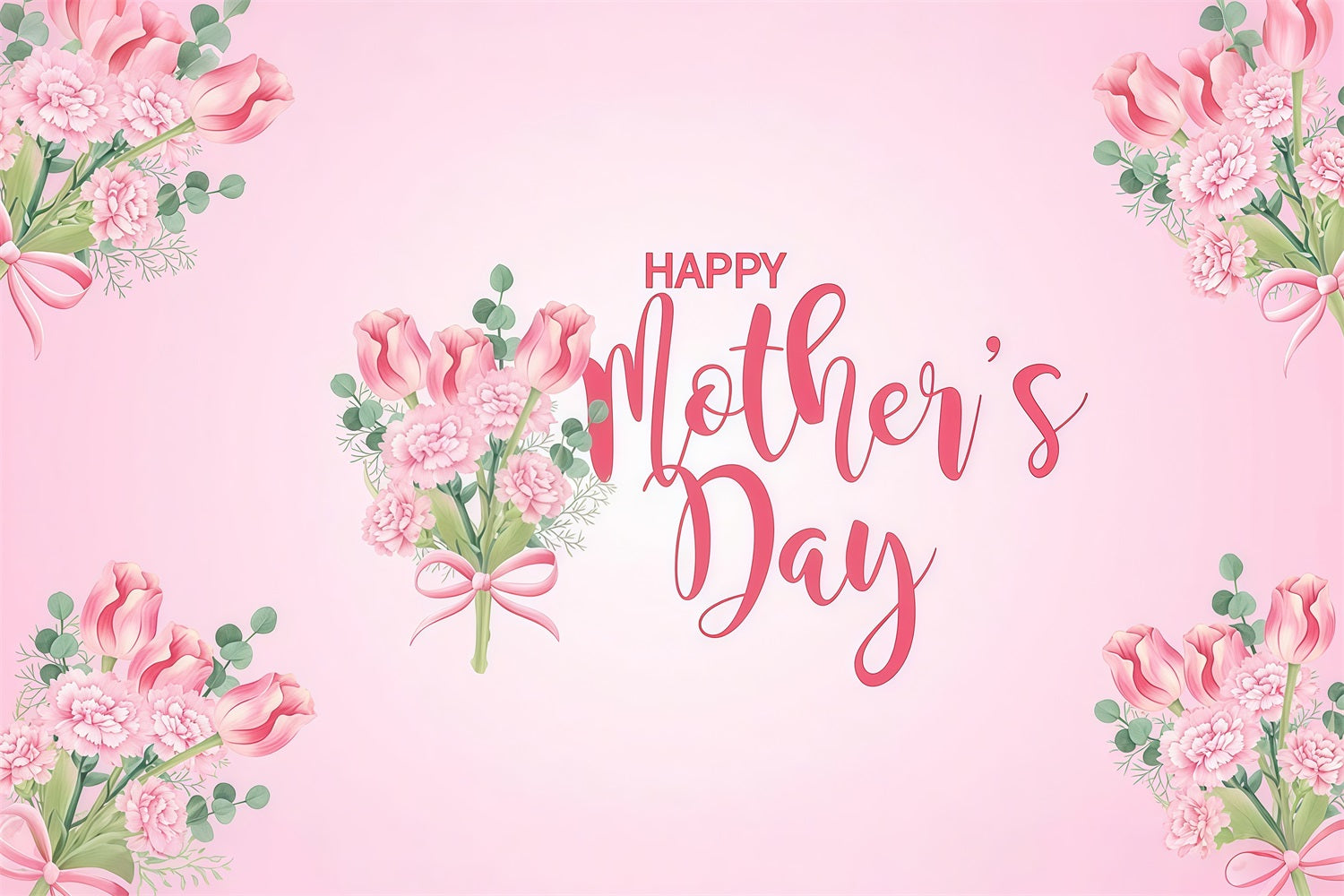 Backdrops For Mother's Day Pink Floral Bouquet Personalised Backdrop UK GTY3-175