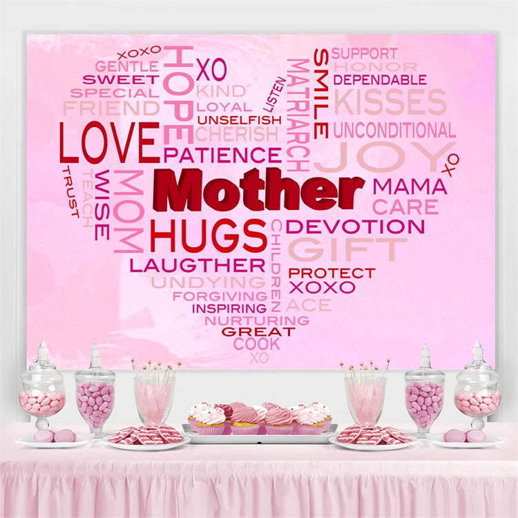 Mother's Day Backdrop Word Art Heart Custom Backdrop UK GTY3-176