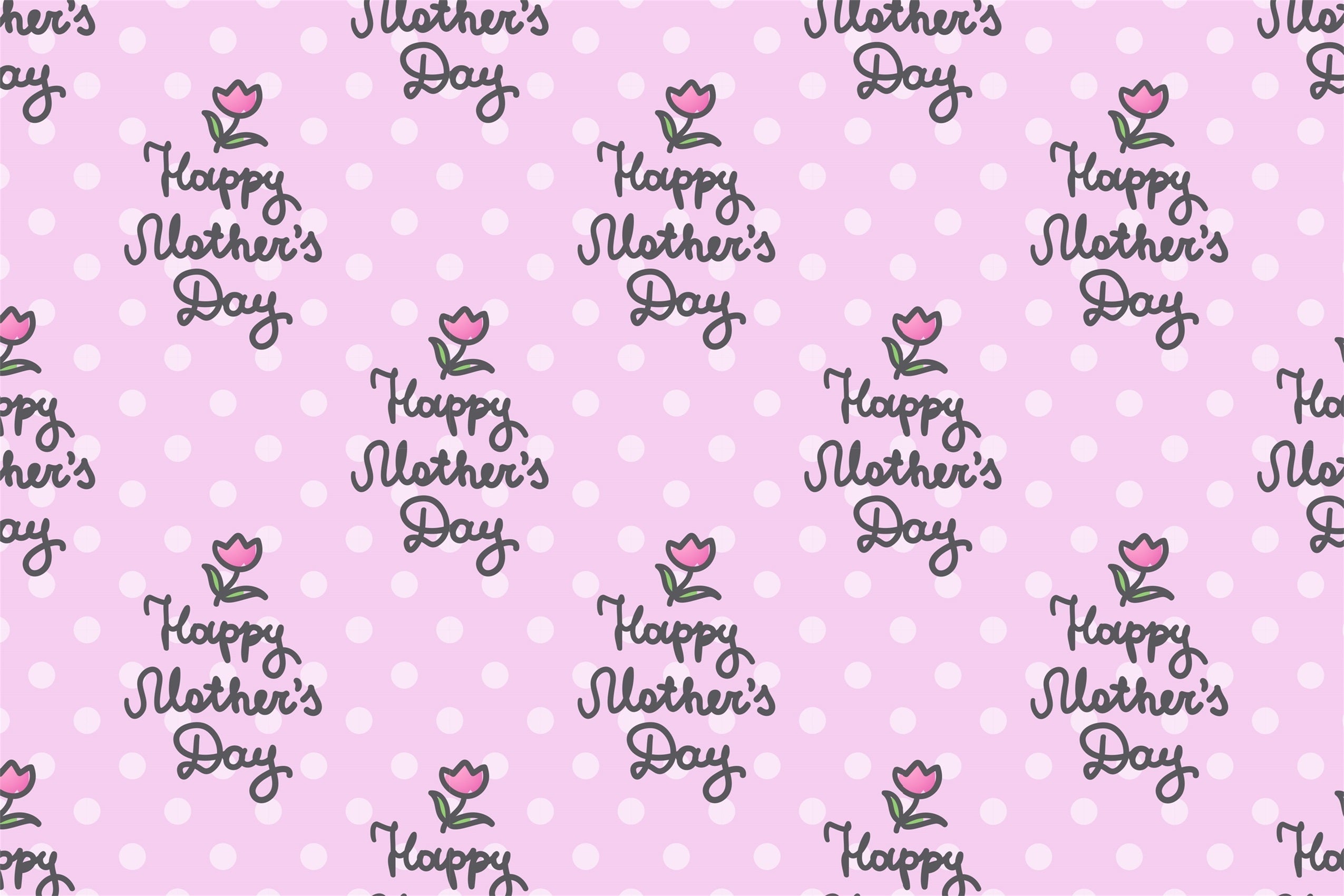 Mothers Day Backdrop Pink Polka Dot Tulip Customized Backdrop UK GTY3-177