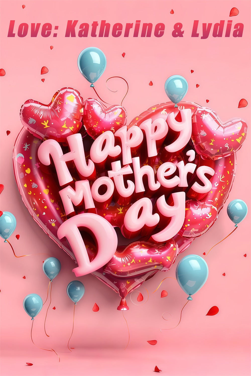 Mother's Day Photography Backdrops Heart Balloon Personalized Backdrop UK GTY3-182