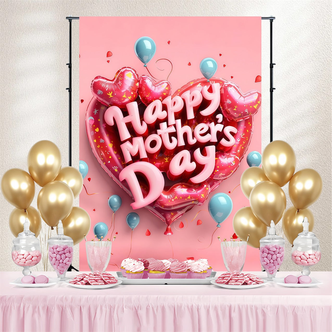 Mother's Day Photography Backdrops Heart Balloon Personalized Backdrop UK GTY3-182