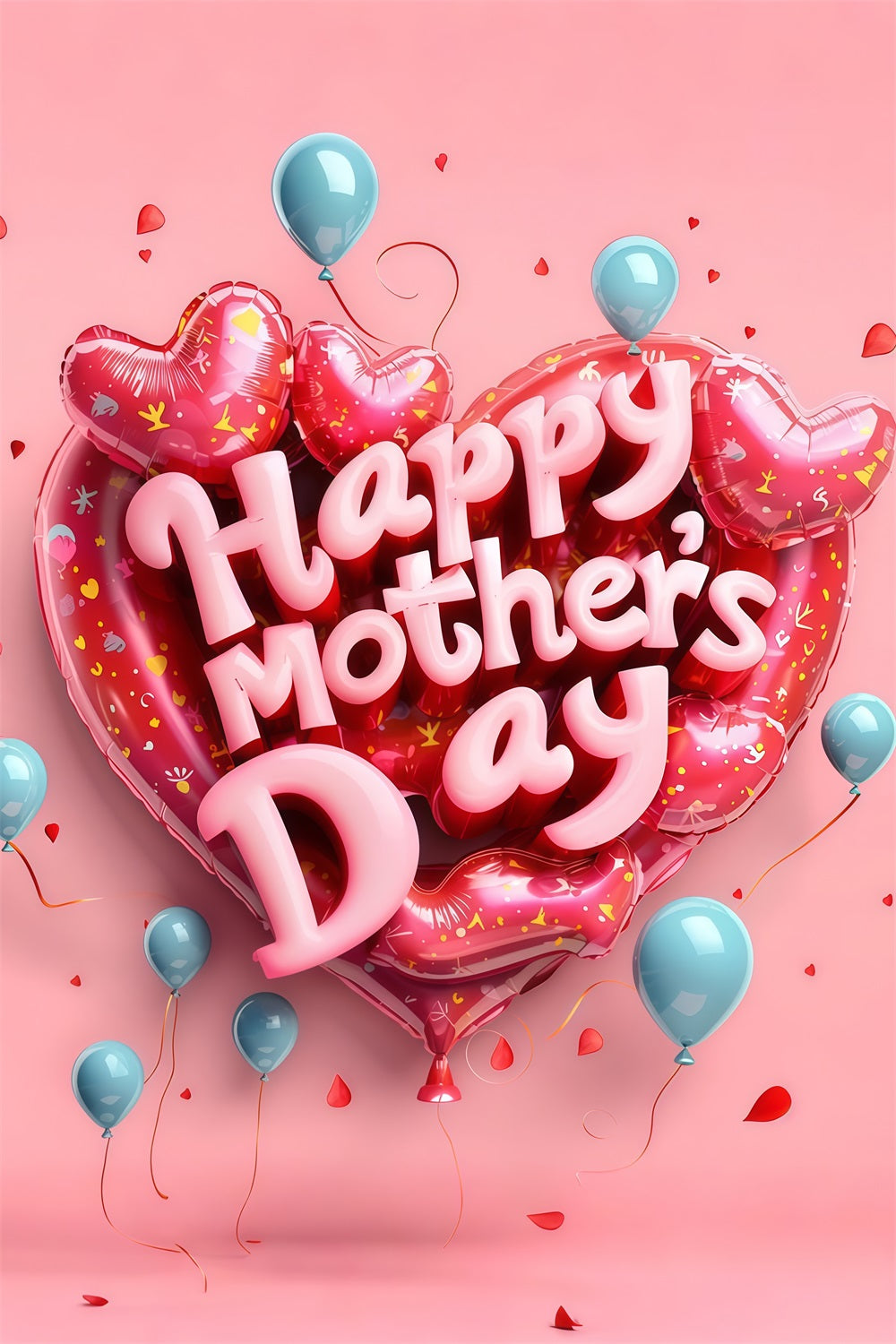 Mother's Day Photography Backdrops Heart Balloon Personalized Backdrop UK GTY3-182