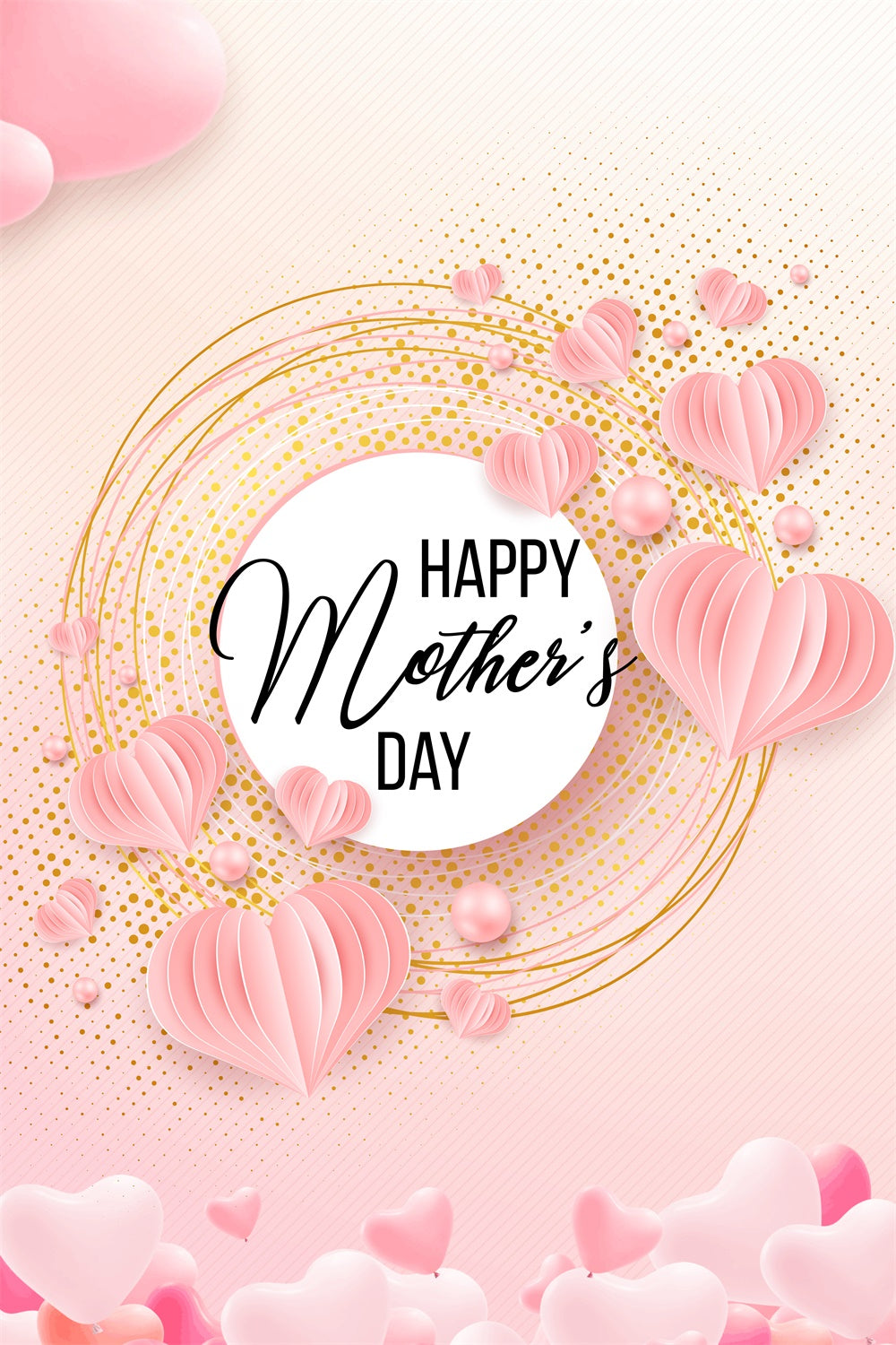 Mother's Day Backdrop Blush Heart Origami Customized Backdrop UK GTY3-215