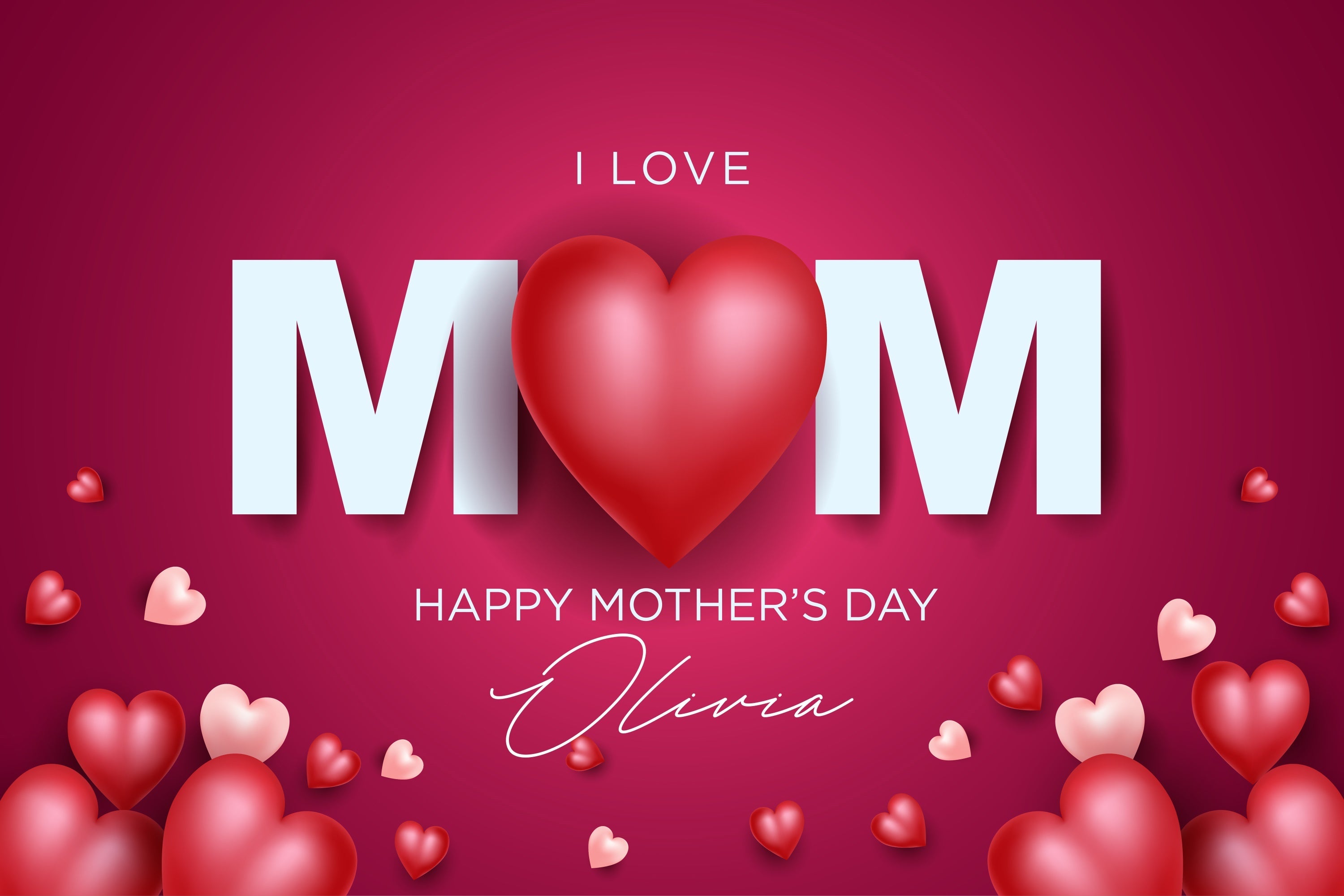 Mothers Day Photo Backdrop Warm Red Heart Personalized Backdrop UK GTY3-222