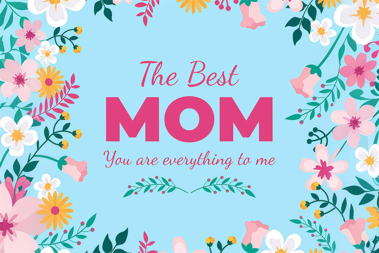 Mothers Day Photo Backdrop Enchanting Flowers Blue Custom Backdrop UK GTY3-231