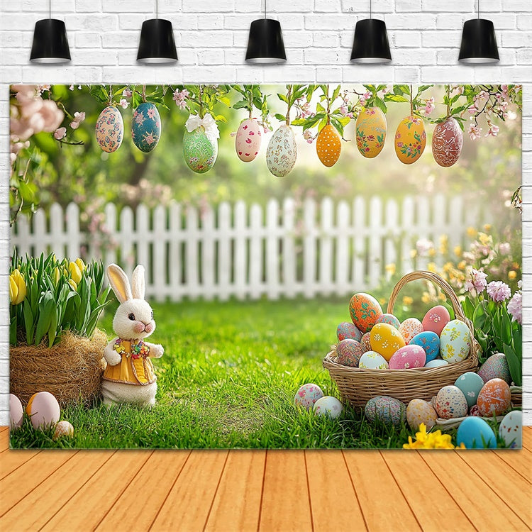 Easter Egg Backdrop Rustic Bunny Floral Meadow Backdrop UK GTY3-233