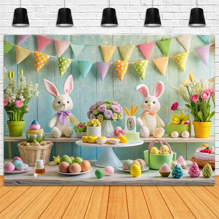 Easter Picture Ideas Floral Bunny Table Setting Backdrop UK GTY3-236