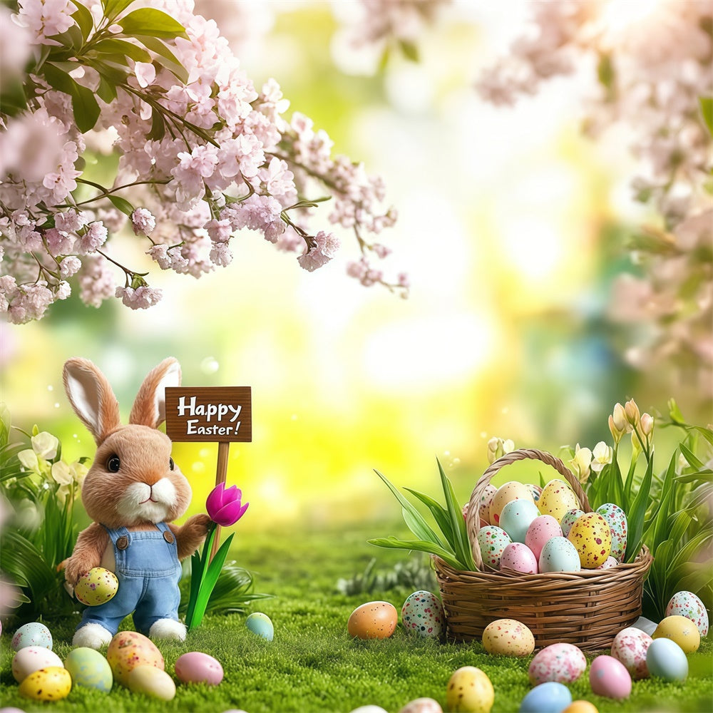 Easter Backdrops For Photos Cheerful Bunny Egg Hunt Backdrop UK GTY3-238