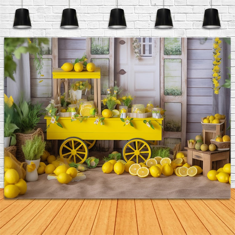 Lemon Backdrop Yellow Lemon Cart Country Summer Backdrop UK GTY3-285