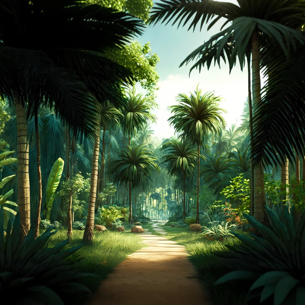 Tropical Photo Backdrop Tropical Jungle Trail Summer Backdrop UK GTY3-289