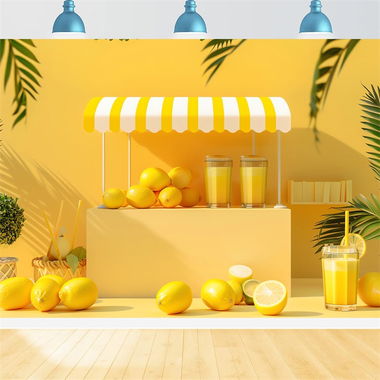Lemon Backdrop Fresh Lemonade Yellow Stand Summer Backdrop UK GTY3-295
