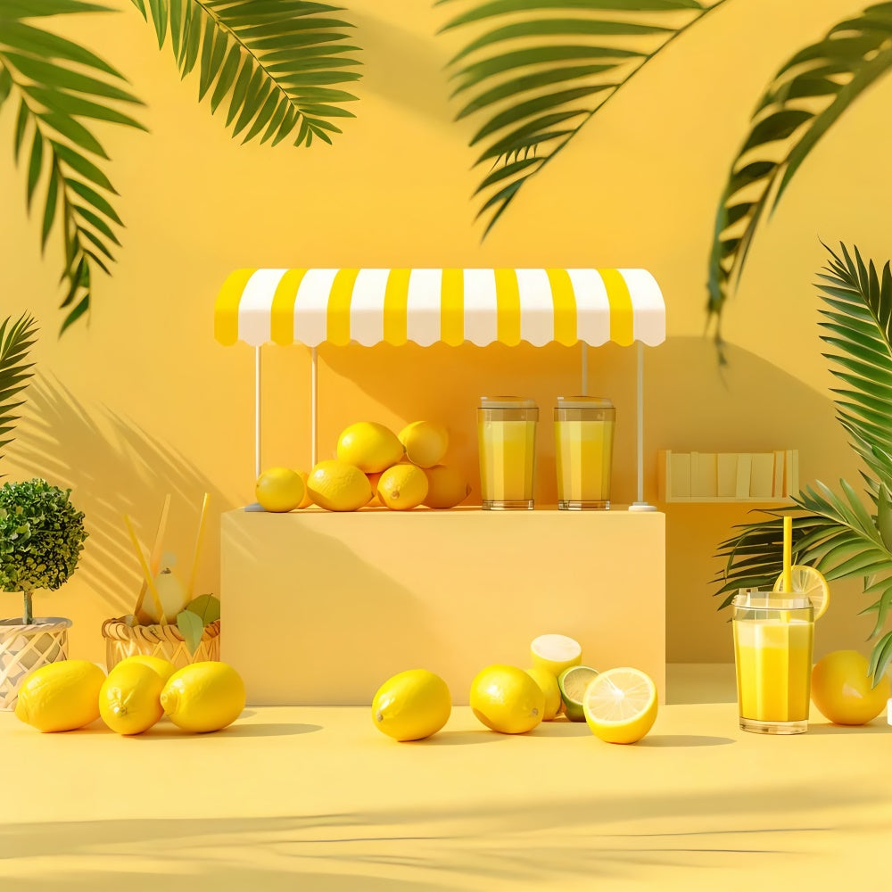 Lemon Backdrop Fresh Lemonade Yellow Stand Summer Backdrop UK GTY3-295