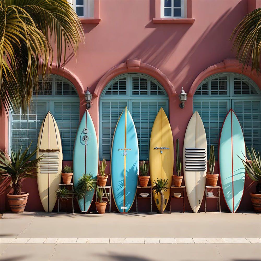 Summer Photo Backdrop Colorful Surfboards Display Backdrop UK GTY3-298