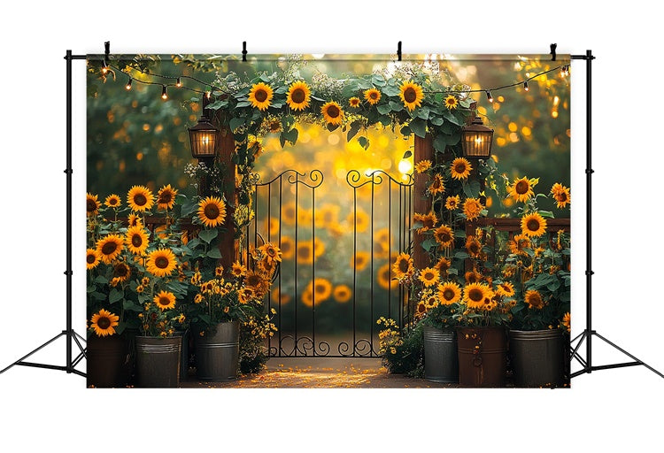 Sunflower Backdrops Flower String Lights Summer Backdrop UK GTY3-308