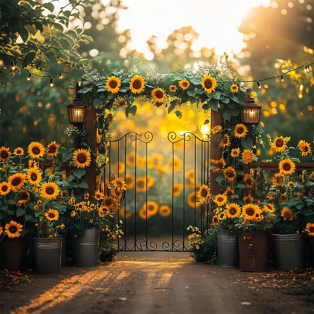Sunflower Backdrops Flower String Lights Summer Backdrop UK GTY3-308