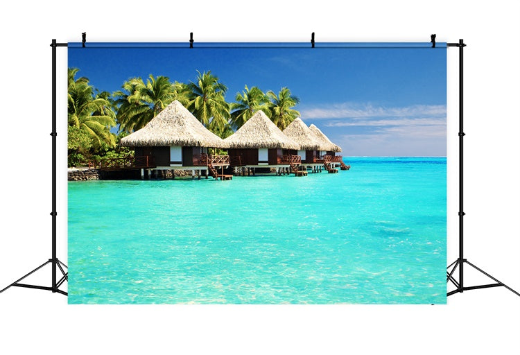 Tropical Backdrop Tropical Island Water Bungalow Summer Backdrop UK GTY3-383
