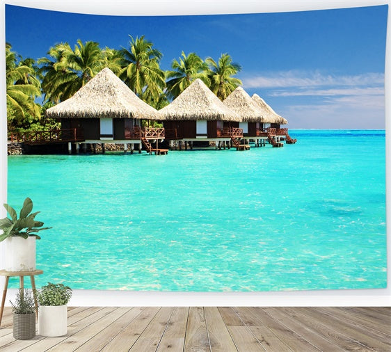 Tropical Backdrop Tropical Island Water Bungalow Summer Backdrop UK GTY3-383