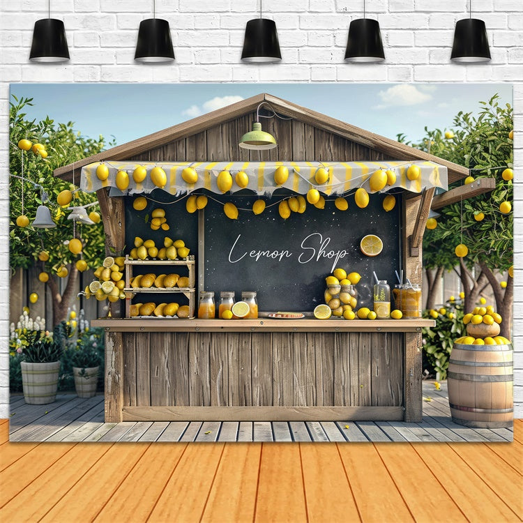 Lemon Backdrop Rustic Lemon Juice Market Summer Backdrop UK GTY3-408