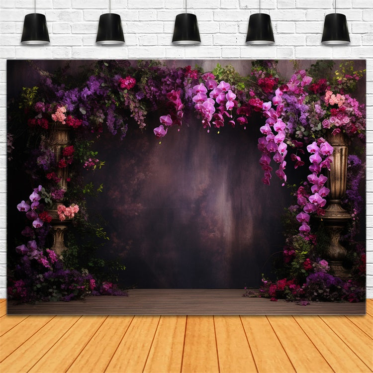 Purple Flower Wall Backdrop Vintage Violet Orchid Fantasy Backdrop UK GTY3-41