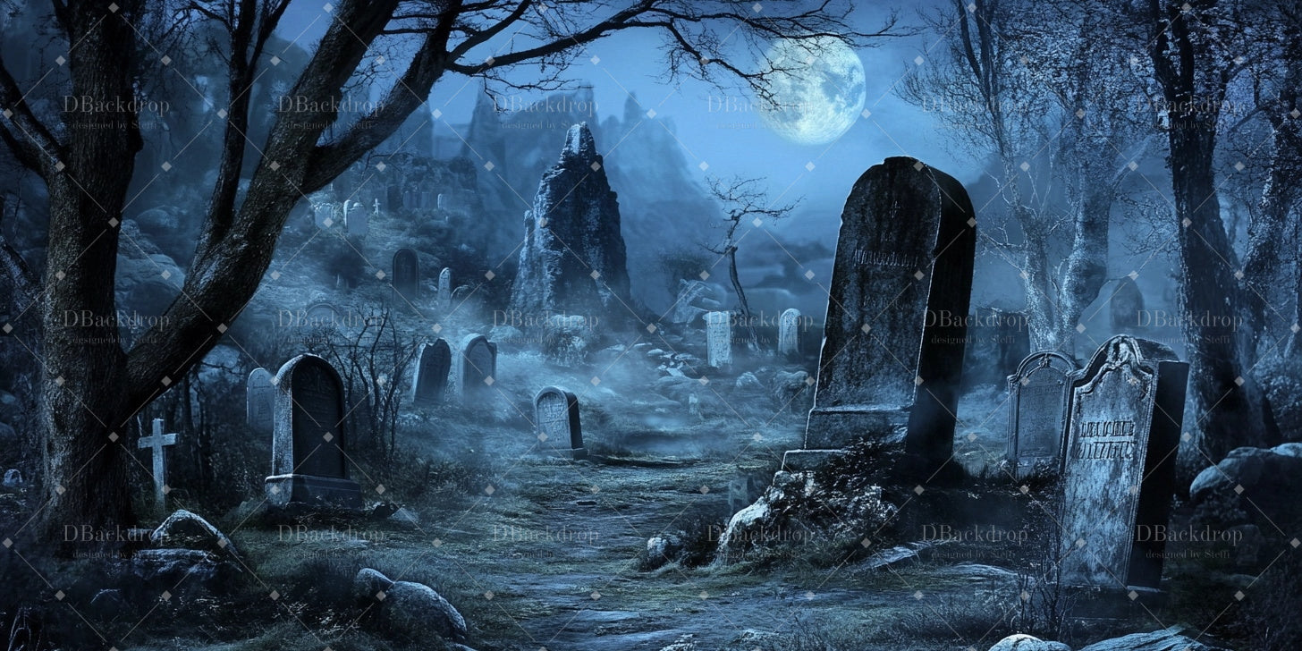 Stage Backdrops Gloomy Graveyard Backdrops for Theater UK CSH59-T2