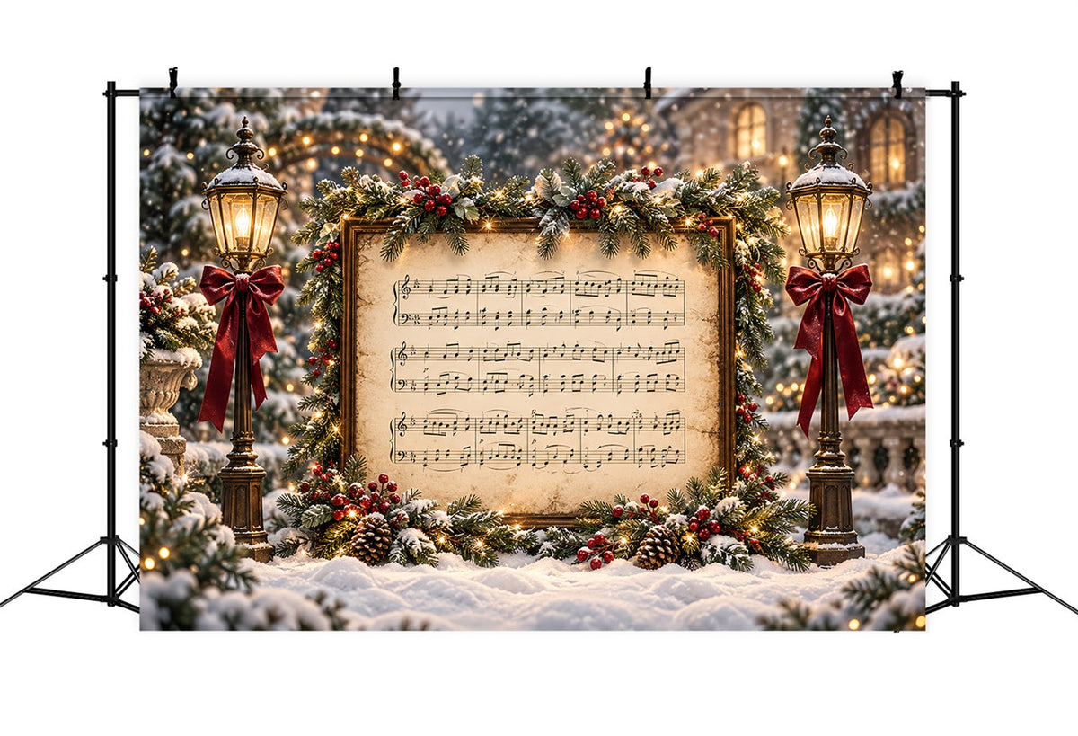 Christmas Carol Backdrop Festive Sheet Music Display Christmas Theme Photo Backdrop UK HQ610-176