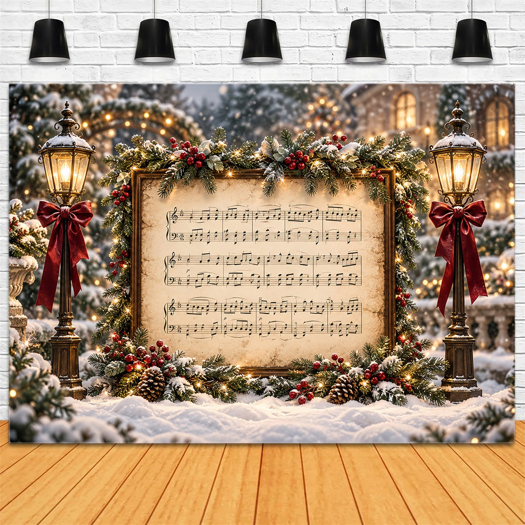 Christmas Carol Backdrop Festive Sheet Music Display Christmas Theme Photo Backdrop UK HQ610-176