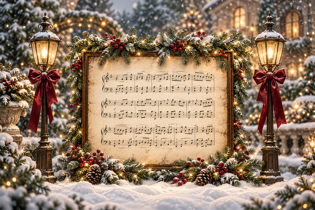 Christmas Carol Backdrop Festive Sheet Music Display Christmas Theme Photo Backdrop UK HQ610-176