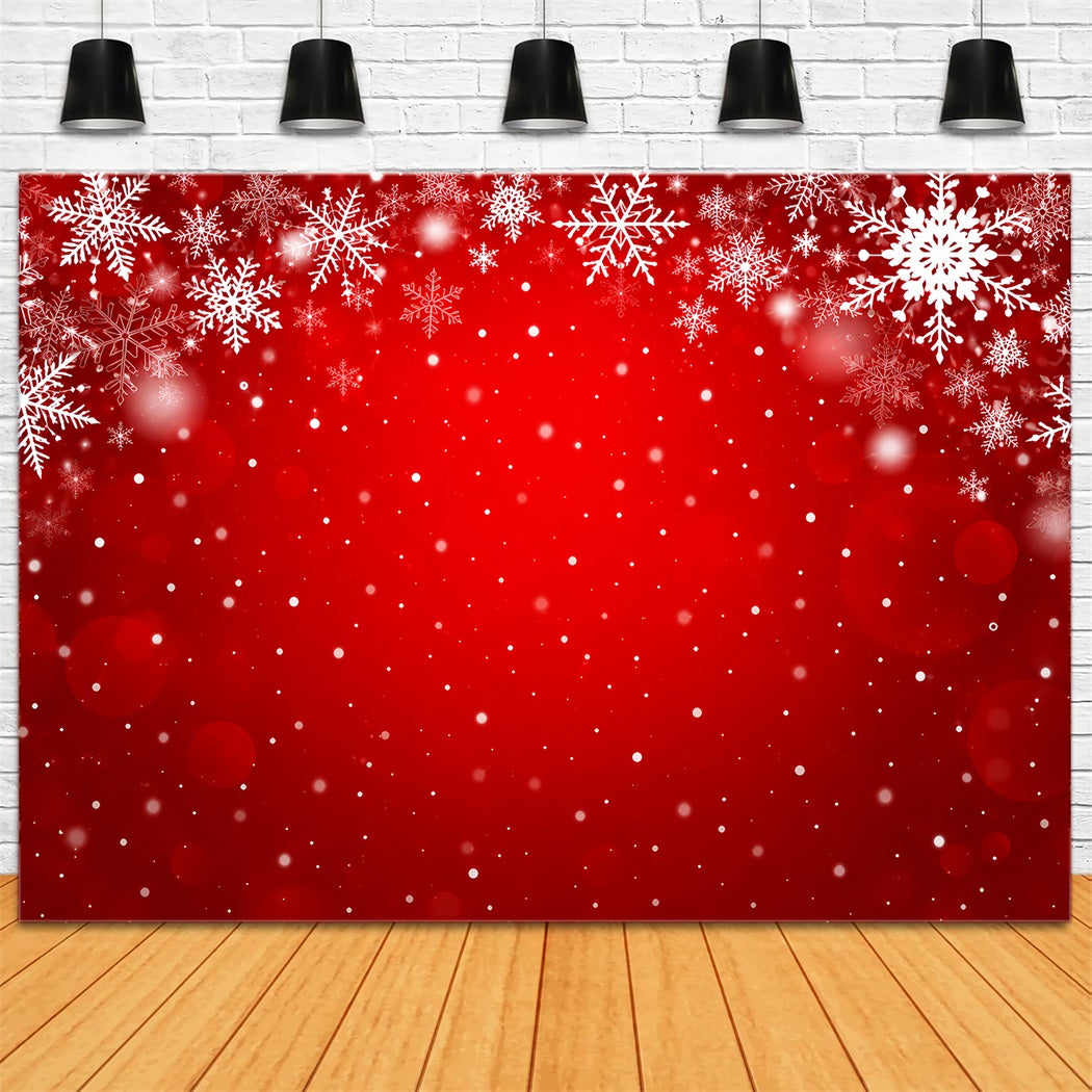 Christmas Backdrop Crimson Snowflake Bokeh Pattern Christmas Scene Photo Backdrops UK HQ610-178