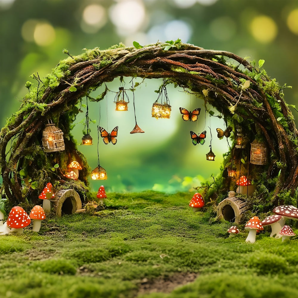Spring Picture Backdrops Fairy Woodland Scene Mushrooms Backdrop UK LXX1-116