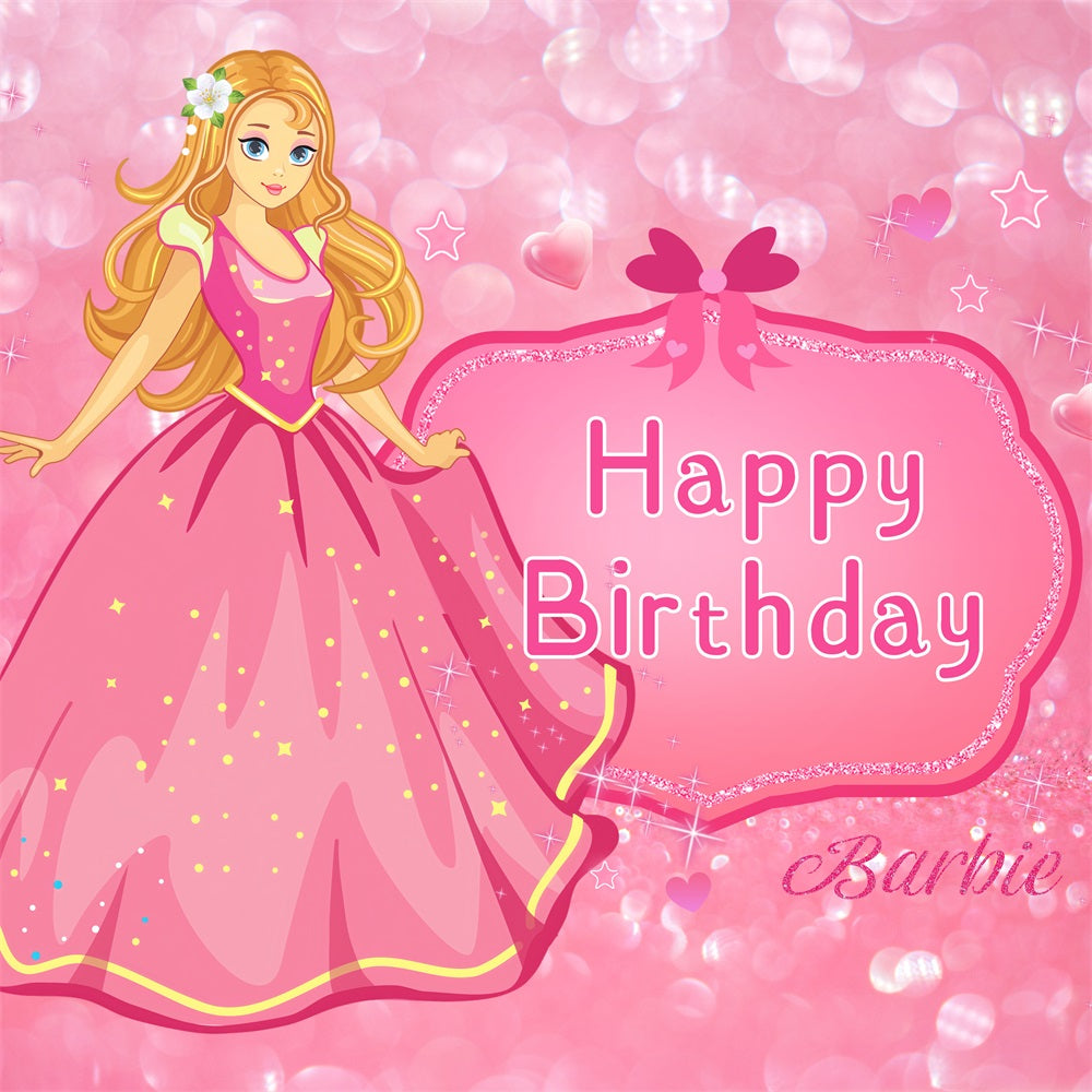 Custom Birthday Backdrop Fashion Doll Sparkling Pink Backdrop UK LXX1-203