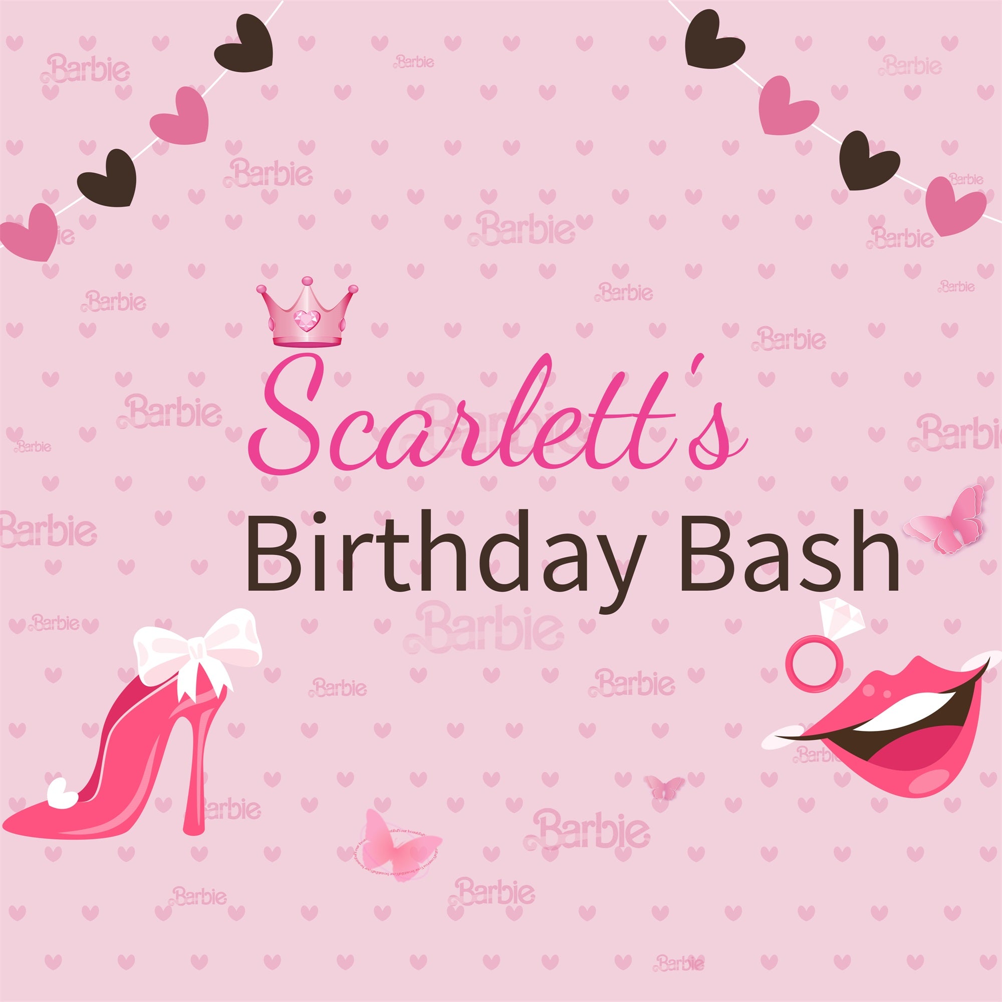 Custom Backdrop Birthday Party Barbie Scarlett Pink Backdrop UK LXX1-207