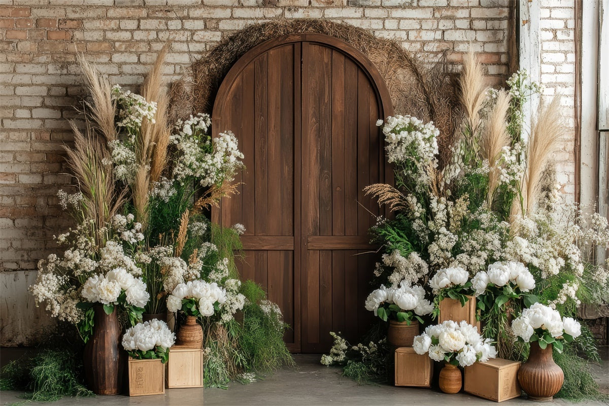 Pet Photo Backdrops Rustic Wooden Door Flower Backdrop UK LXX1-255