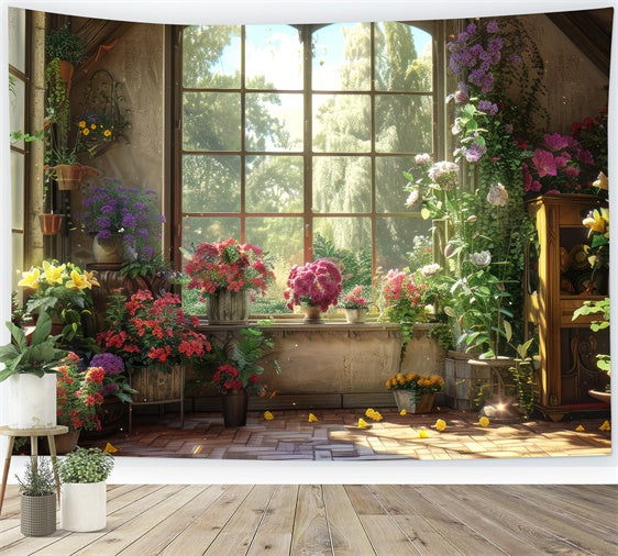 Pet Photography Backdrop Lush Flower Sunny Window Backdrop UK LXX1-259