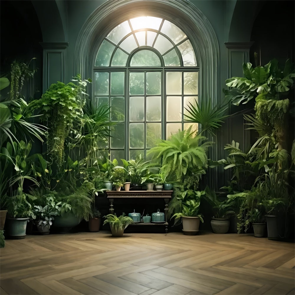 Pet Photo Backdrops Rustic Window Lush Plants Backdrop UK LXX1-261