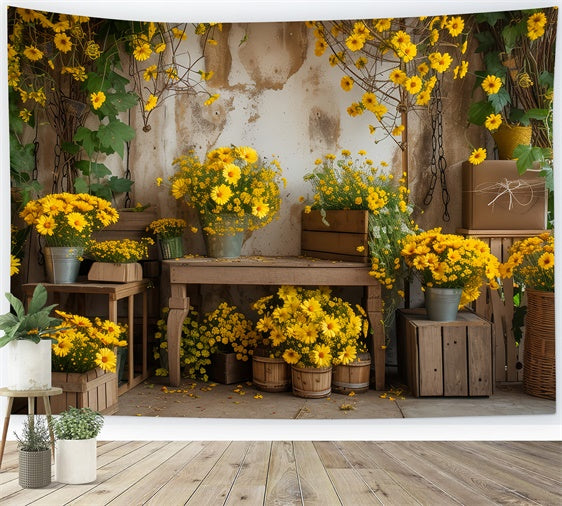 Pet Photography Backdrop Rustic Yellow Floral Backdrop UK LXX1-262