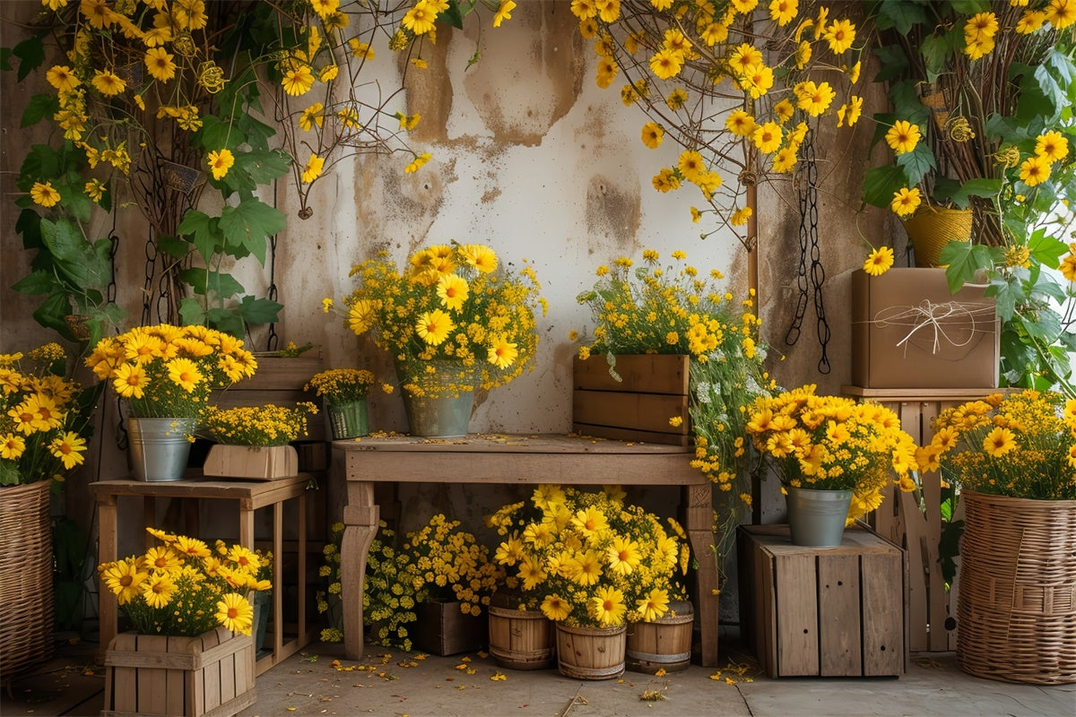 Pet Photography Backdrop Rustic Yellow Floral Backdrop UK LXX1-262