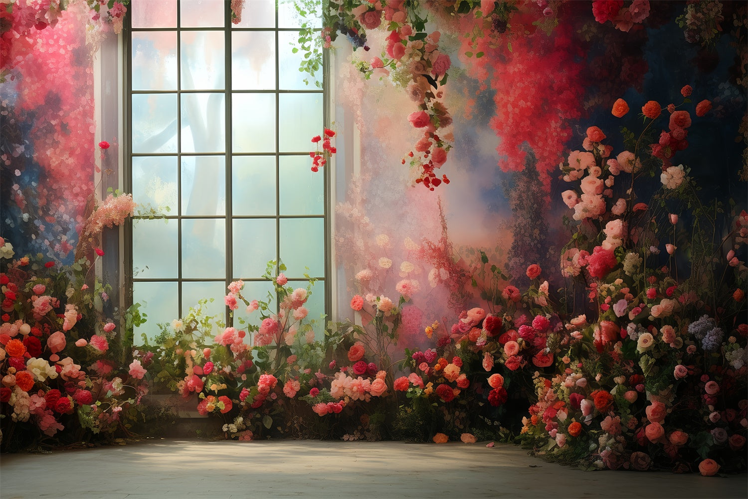 Backdrop Pet Romantic Window View Floral Backdrop UK LXX1-264