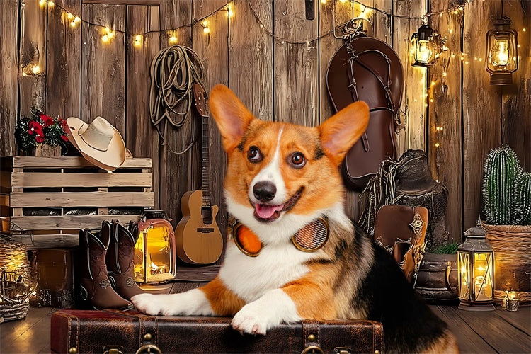 Pet Backdrop Country Guitar Saddle Lantern Backdrop UK LXX1-265