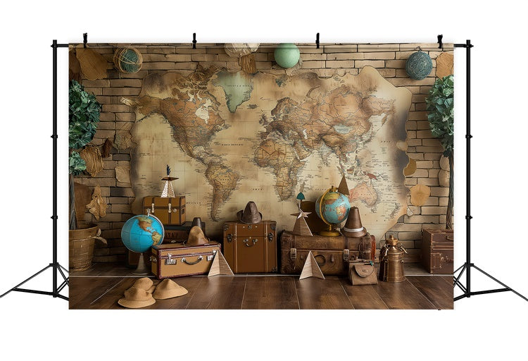 Backdrop Pet Rustic Travel Adventure Map Backdrop UK LXX1-266