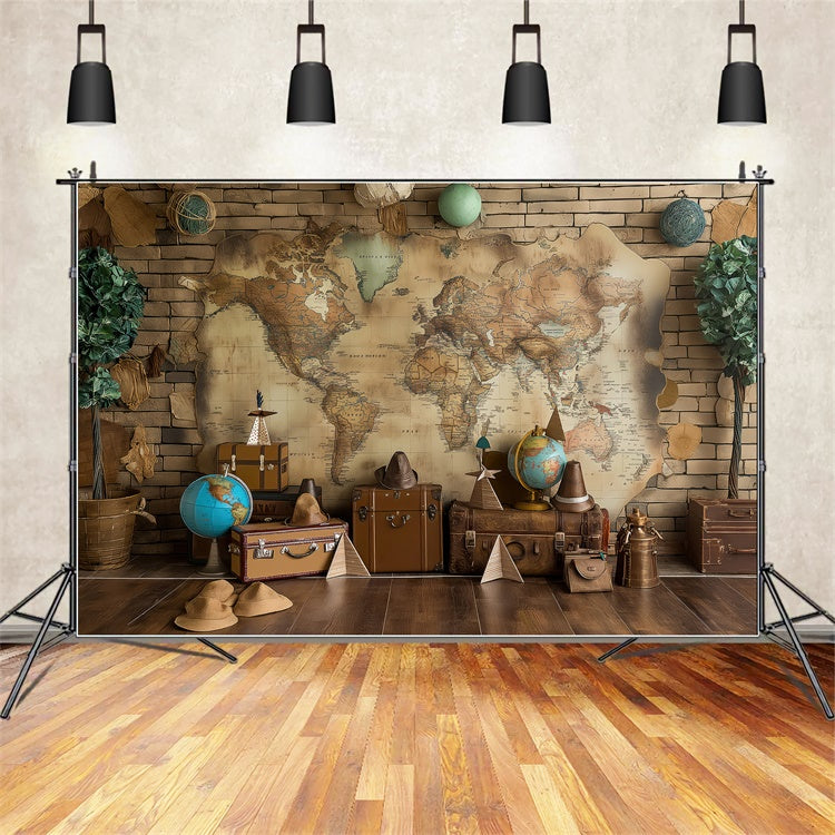 Backdrop Pet Rustic Travel Adventure Map Backdrop UK LXX1-266