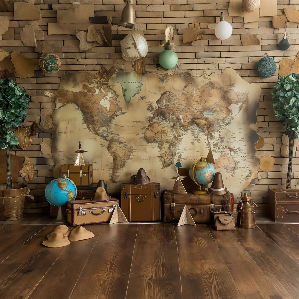 Backdrop Pet Rustic Travel Adventure Map Backdrop UK LXX1-266